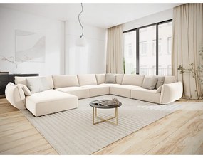Béžová zamatová rohová pohovka (pravý roh/do "U") Vanda – Mazzini Sofas