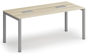Rokovací stôl PRIMO SQUARE, 180x80 cm, dub prírodný + 2x stolová zásuvka TYP III, strieborná