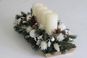 Krémovo biely adventný svietnik na stôl 68cm