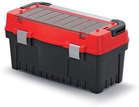 Kufor na náradie s alu držadlom a zámkami 59,4 × 28,8 × 30,8 cm, prepážky, červená