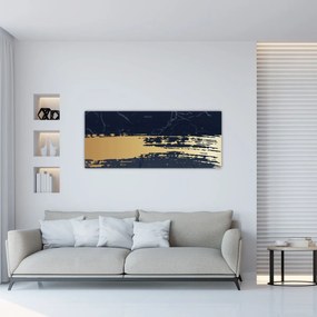 Obraz - Modrá a zlatá abstrakcia N⁰2 (120x50 cm)