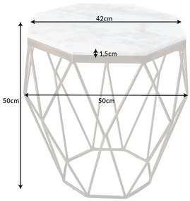 Konferenčný stolík Diamond 50cm mramor mosadz biela