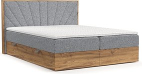 Boxspring posteľ s úložným priestorom v sivo-prírodnej farbe 140x200 cm Asahi – Maison de Rêve