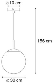 Inteligentné závesné svietidlo čierne s dymovým sklom 30 cm vrátane Wifi ST64 - Pallon