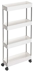 Regál na kolieskach SLIM, 4 úrovne, 13,5x40x86cm, biela SongmicsHome