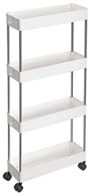 SongmicsHome Regál na kolieskach SLIM, 4 úrovne, 13,5x40x86cm, biela
