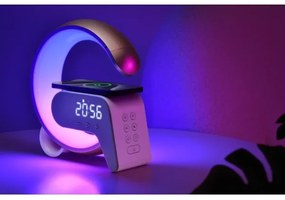 Immax 08986L-LED RGB Stmievateľná lampa s budíkom a Qi nabíjaním 30W/230V zlatá