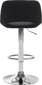 Barová stolička Camden - zamat, chróm rám - Čierna