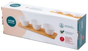 Altom Porcelánový set na dipy na bambusovom podnose Regular 150 ml, 3 ks