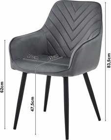 Kreslo NANA - sivý zamat / čierne nohy