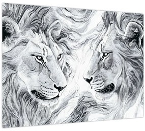 Obraz - Kreslené levie hlavy (70x50 cm)