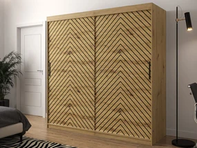 Šatníková skriňa Ratintu 1 200 cm, zásuvka: nie, Farby: dub artisan / dub artisan + čierna