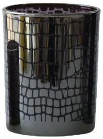 Čierny lesklý sklenený svietnik Mosa s mozaikou - 7 * 7 * 8cm