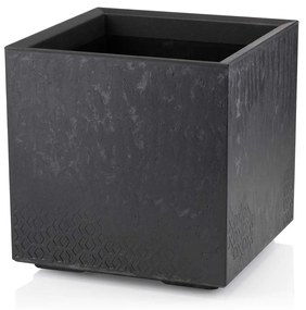 PLASTOVÝ KVETINÁČ NA KOLIESKACH BETONIQUE 40X40 CM IMITÁCIA BETÓNU ČIERNA
