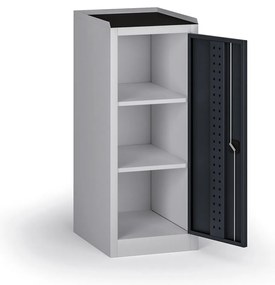 Dielenská skriňa nízka na náradie KOVOS, 2 police, 600 x 505 x 1180 mm, grafit