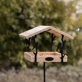 Zapichovacie kŕmidlo pre vtáky Rhi, 131,5x24,5x24,5 cm, drevo/kov, hnedá