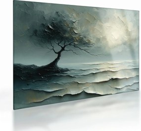 Sklenený obraz - Olejomaľba stromu s oceánom (70x50 cm)