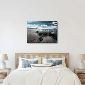 Obraz - Drevené loďky na jazere (70x50 cm)