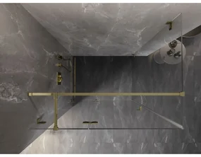 Mexen Lunar T, výklopný ľavý sprchový kút 140 x 100 cm, 8mm číre sklo, zlatý profil, 834T-140-100-50-00-L
