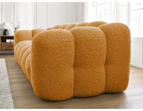 Pohovka z textílie buklé v horčicovej farbe 232 cm Hippolyte – Bobochic Paris
