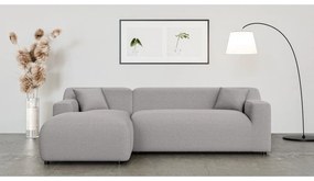 Svetlosivá menčestrová rohová pohovka (ľavý roh/s leňoškou) Martin – Ropez