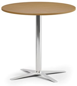 Konferenčný stolík AURA, priemer 80 cm, chróm podnož, buk