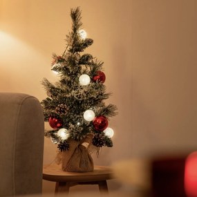 Vianočný stromček biely s červenou farbou 60 cm vrátane LED s časovačom - Jack