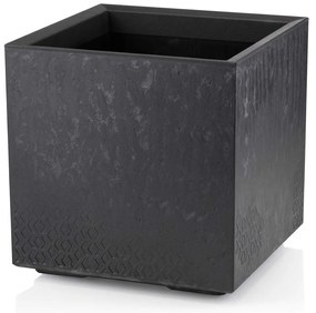 PLASTOVÝ KVETINÁČ NA KOLIESKACH BETONIQUE 40X40 CM IMITÁCIA BETÓNU ČIERNA