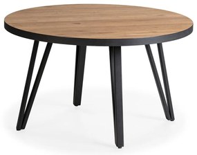 Okrúhly konferenčný stolík v čiernej a prírodnej farbe s doskou v dubovom dekore ø 80 cm Sindi – Marckeric