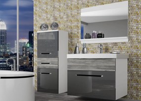 Kúpeľňový nábytok Belini šedý lesk / šedý antracit Glamour Wood + umývadlo + zrkadlo  ROD PM 2/0/W/SGW/0/ZW