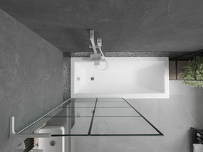 Mexen Next L, 1-krídlová vaňová zástena 90 x 150 cm, 6mm číre sklo-čierny vzor, biely profil, 895-090-000-03-77-20