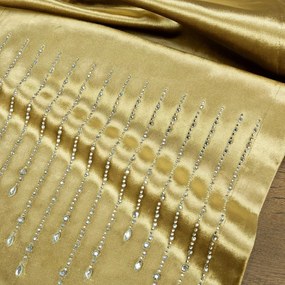 Dekorstudio Behúň na stôl ROYAL 3 z lesklého zamatu s kamienkami v zlatej farbe Rozmer behúňa (šírka x dĺžka): 35x140cm