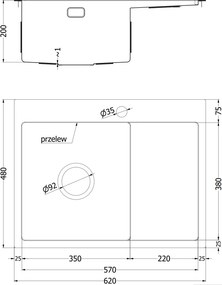 Mexen Exar, 1-komorový nerezový drez s odkvapkávačom, ľavý, 620 x 480 mm, brúsená meď, vzor voština, 6431621005L-65HC