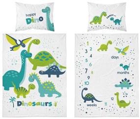 Bambusové obliečky do postieľky Dinosaurus green 100x135/40x60