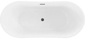 Mexen Montana, voľne stojaca vaňa 170 x 80 cm, biela-čierna, čierny matný prepad, 52011708075-70