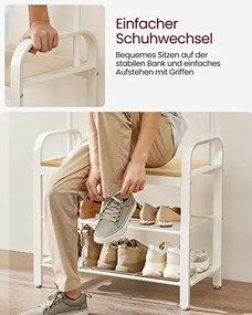 Vešiak na kabáty s lavicou a botníkom, biela farba, 183x72x33,7cm