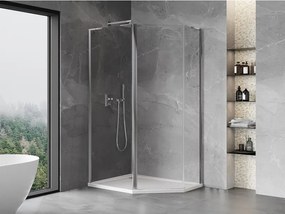 Mexen Mist L, päťuholníkový sprchový kút s krídlovými dverami, 90 x 80 cm, 8mm číre sklo, chrómový profil, 8A8L-090-080-01-00