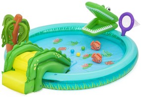 Nafukovacie ihrisko CROCODILE šmykľavka + postrekovač + loptičky Bestway 53166