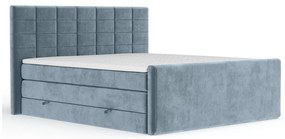 Modrá boxspring posteľ s úložným priestorom 200x200 cm Ava – Maison de Rêve