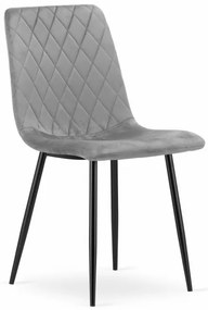 Set dvoch jedálenských stoličiek TURIN zamatové svetlosivé