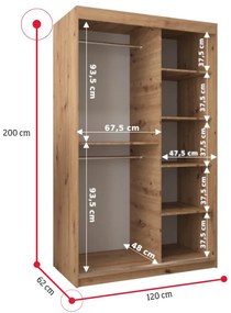 Posuvná skriňa VETORA - dub artisan/biela / 250