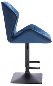 LuxuryForm DESIGN Barová stolička MILANO MAX VELUR na čiernej hranatej podstave - modrá