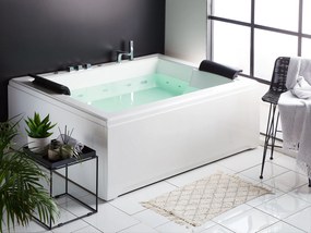Vírivá vaňa s LED osvetlením 183 x 142 cm biela SALAMANCA Beliani
