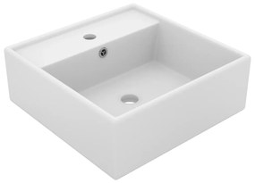 Luxusné štvorcové umývadlo s prepadom matné biele 41x41 cm keramika