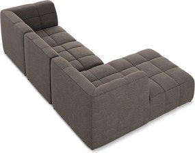 Hnedá rohová pohovka z textílie buklé (ľavý roh/s leňoškou) Aloha – Makamii