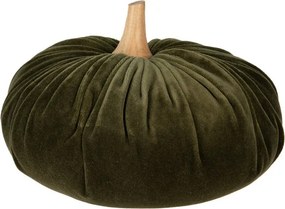 Tmavozelená látková dekorácia tekvice Pumpkin XXL - Ø 25*16 cm
