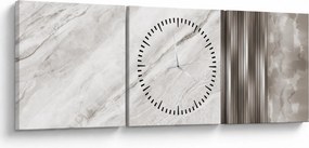 Obraz - Mramor so striebornými linkami (s hodinami) (90x30 cm)
