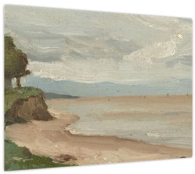 Sklenený obraz - Jean-Baptiste-Camille Corot, Beach Near Etretat, reprodukcia (70x50 cm)