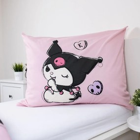 Ružová bavlnená detská obliečka na jednolôžko 140x200 cm Hello Kitty "Kuromi" – Jerry Fabrics