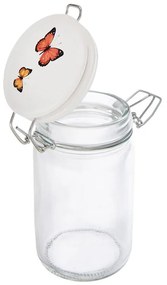 Sklenená dóza s keramickým viečkom a klipovým uzáverom JAR motýľ 0,25 l